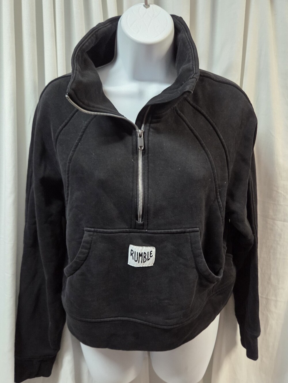 Black Quarter-Zip Pullover Hoodie